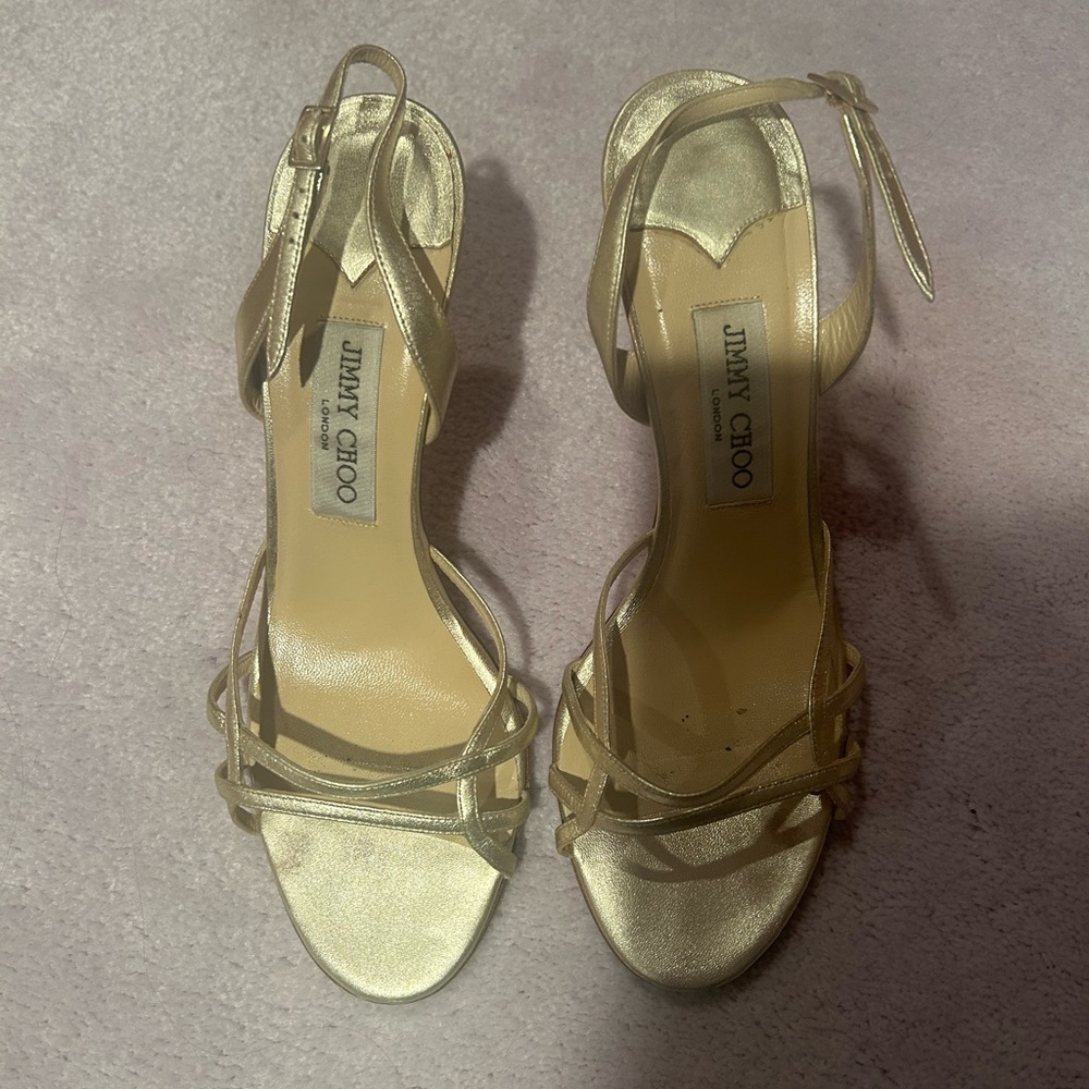 Jimmy Choo Metallic Gold Heels
